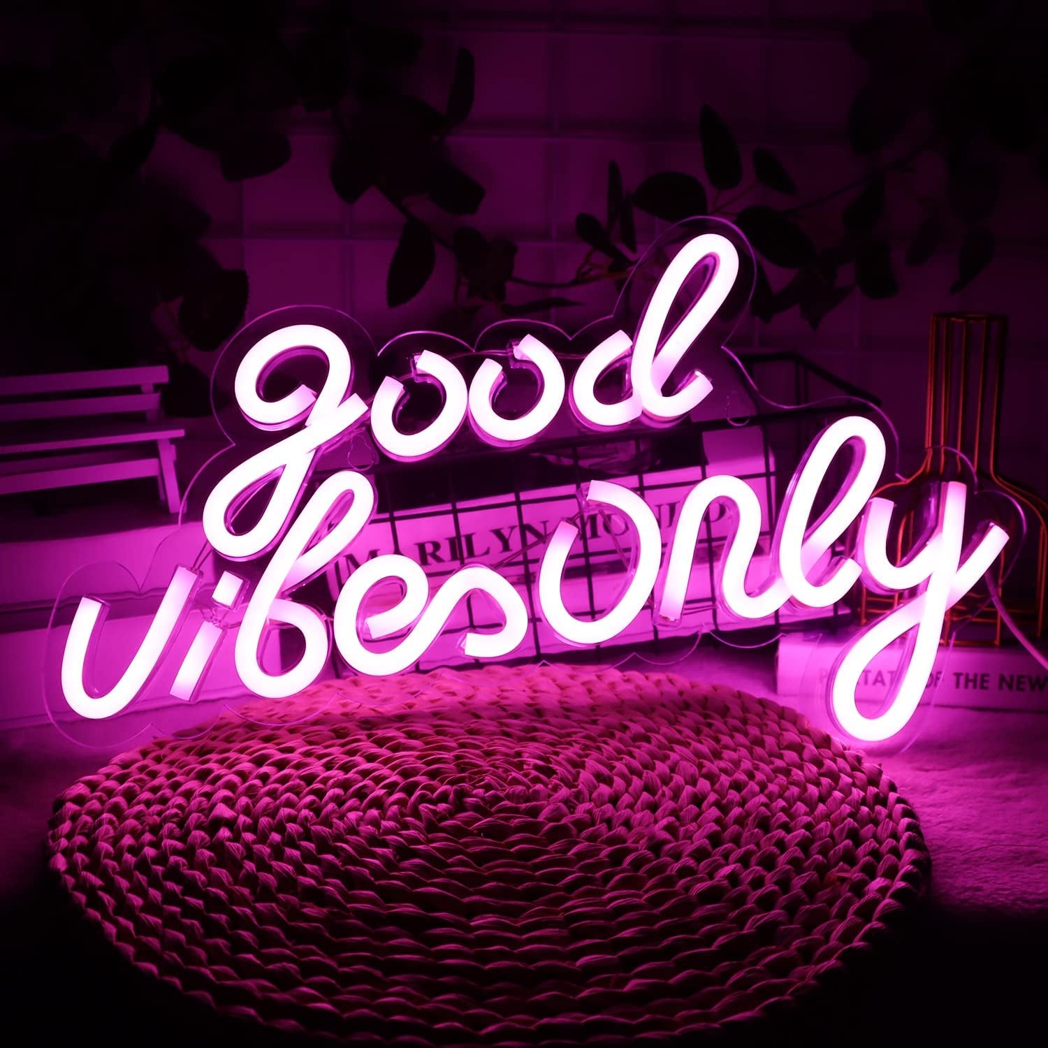 Good Vibes Only Neon Signs for Wall Decor Neon Lights Led Signs Suitable for Living Beer Bar Game Room Hotel Birthday Party Restaurant Christmas Unique Gift for Lover, 16.5 * 10 Inch(Pink)