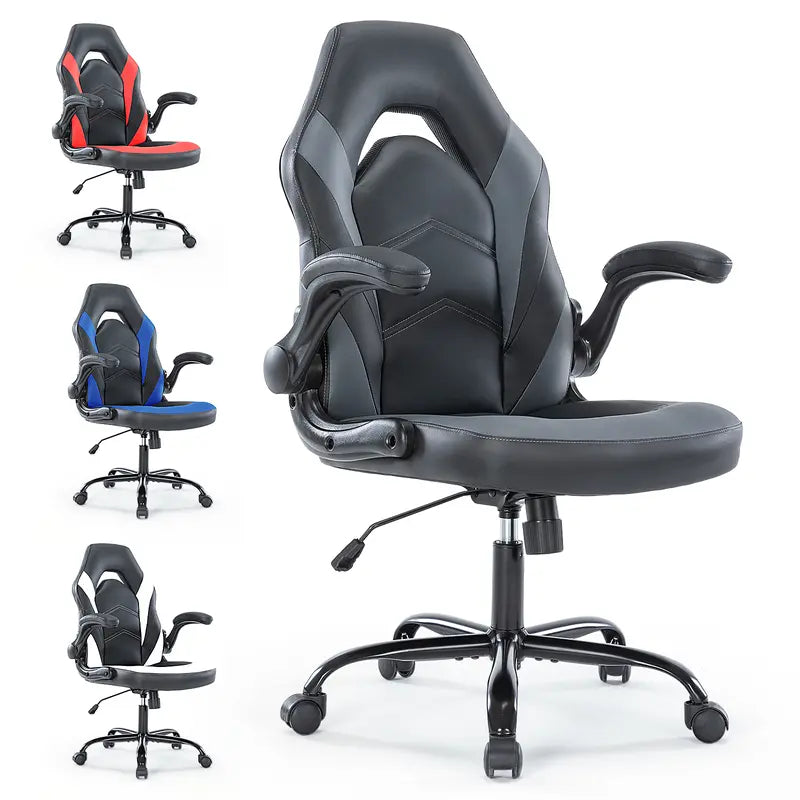 【Spring Sale】Sweetfurniture Gaming Chair - Computer Chair Ergonomic Office Chair PU Leather Desk Chair Executive Adjustable Swivel Task Chair with Flip-Up Armrest