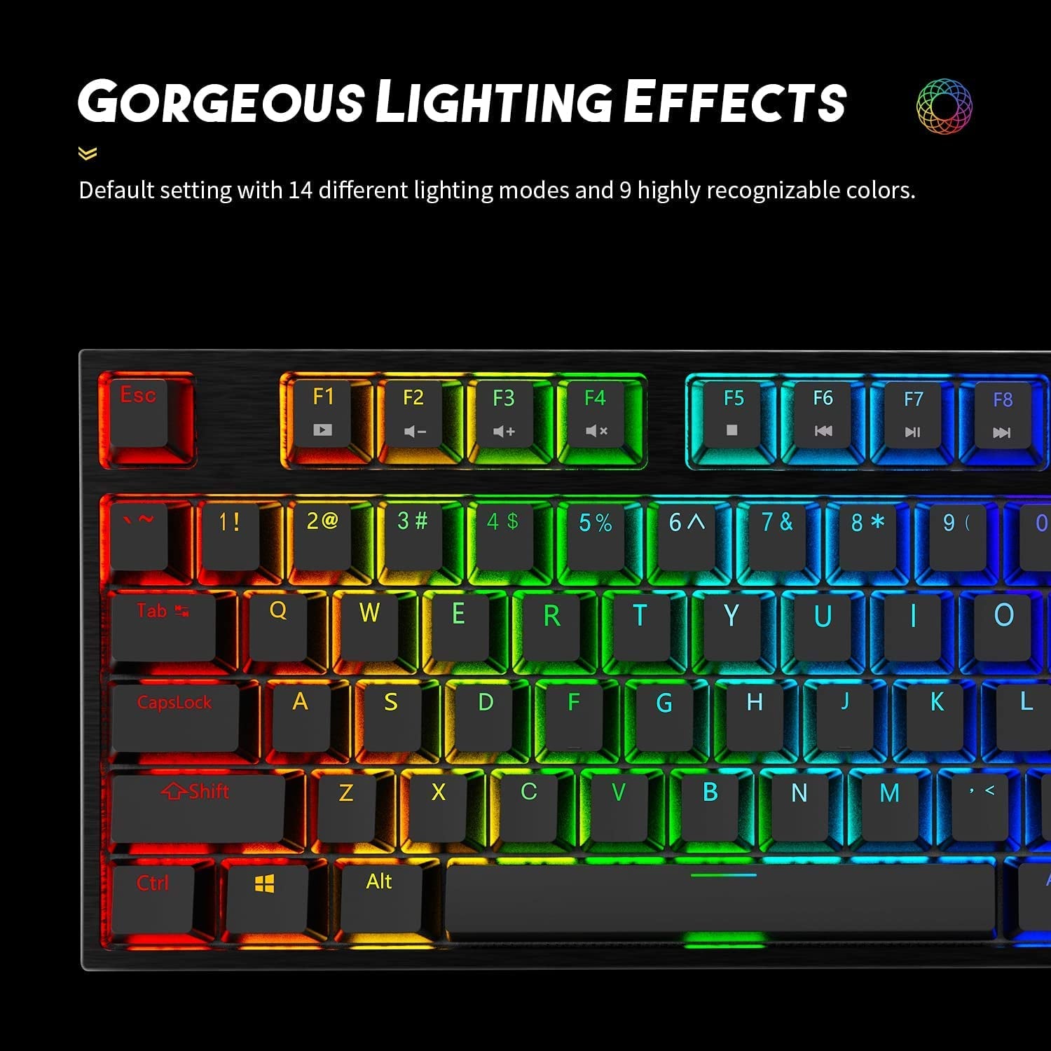 PC Gaming Keyboards RGB Backlit Mechanical Keyboard ABS Keycap Programmable Macro Detachable USB Wired Keyboard for Windows PC (104 Keys Red Switch)